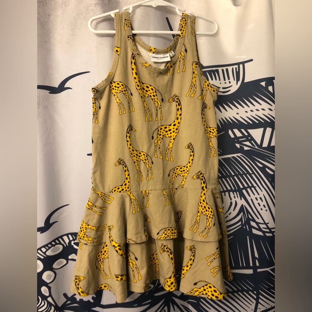 Mini Rodini Giraffe tank ruffle dress 128/134